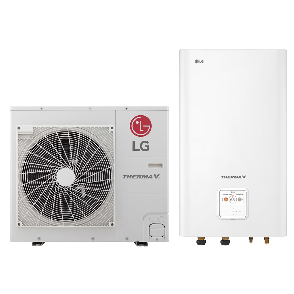 LG Therma V hidro-split hőszivattyú 12kW, 1 fázis (HN1600MC.NK1 + HU121MRB.U30) - Hőszipka