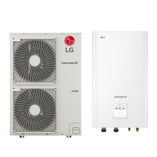 LG Therma V hidro-split hőszivattyú 12kW, 3 fázis (HN1600MC.NK1 + HU123MRB.U30) - Hőszipka